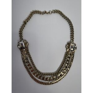Banana Republic Gold Chain Statement Necklace Rhinestone Glam Y2K